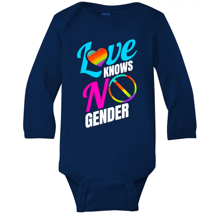 Lgbtq Love Knows No Gender Pride Month Gift Baby Long Sleeve Bodysuit