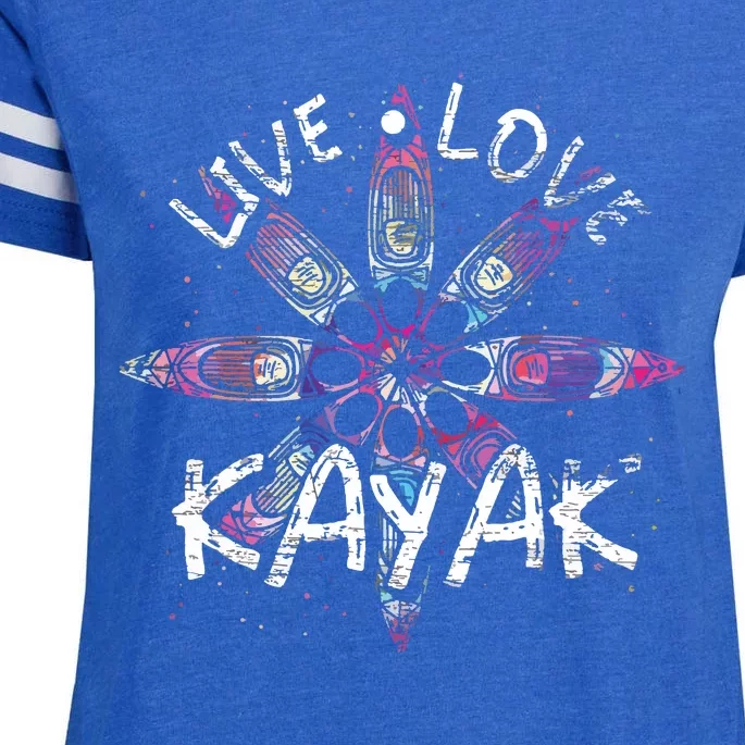 Live Love Kayak Canoe Paddling Kayaker Sport Kayaking Enza Ladies Jersey Football T-Shirt