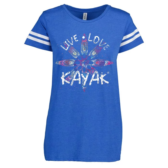 Live Love Kayak Canoe Paddling Kayaker Sport Kayaking Enza Ladies Jersey Football T-Shirt