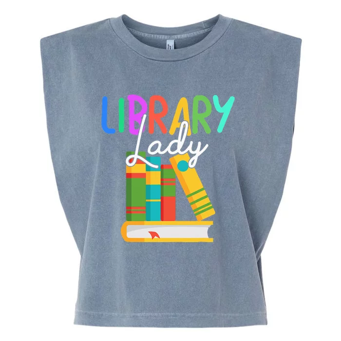 Librarian Library Lady Reading Bookworm Books Lover Garment-Dyed Women's Muscle Tee