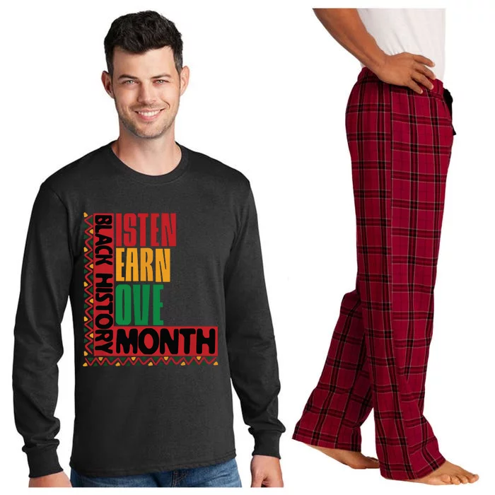 Listen Learn Love African American Teach Black History Month Long Sleeve Pajama Set