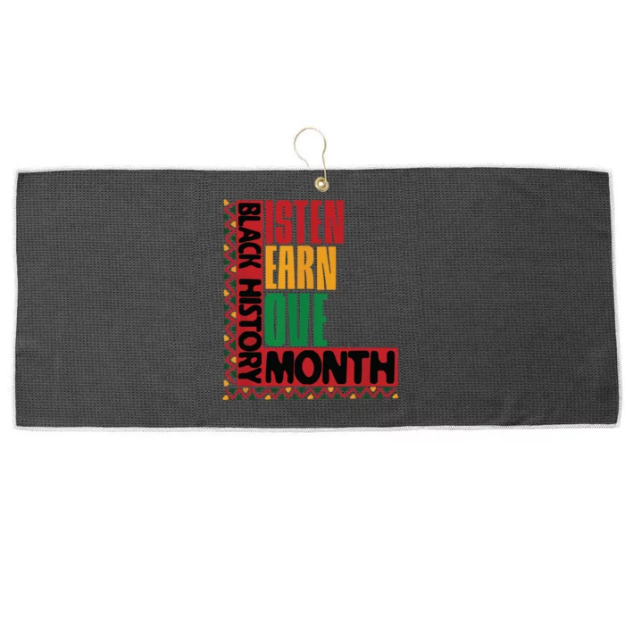 Listen Learn Love African American Teach Black History Month Large Microfiber Waffle Golf Towel