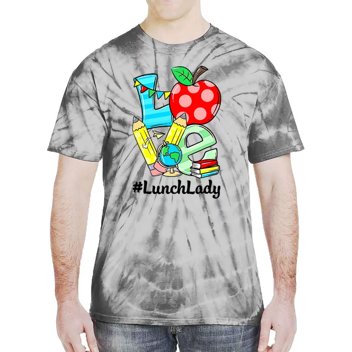 Love Lunch Lady Apples Funny Back To School Teacher Tie-Dye T-Shirt