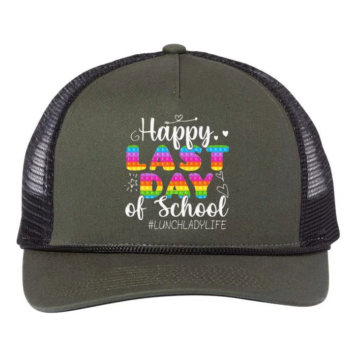 Lunch Lady Life Happy Last Day Of School Cute Lunch Lady Retro Rope Trucker Hat Cap