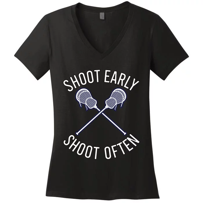 Lax Lacrosse Long Sleeve Women's V-Neck T-Shirt