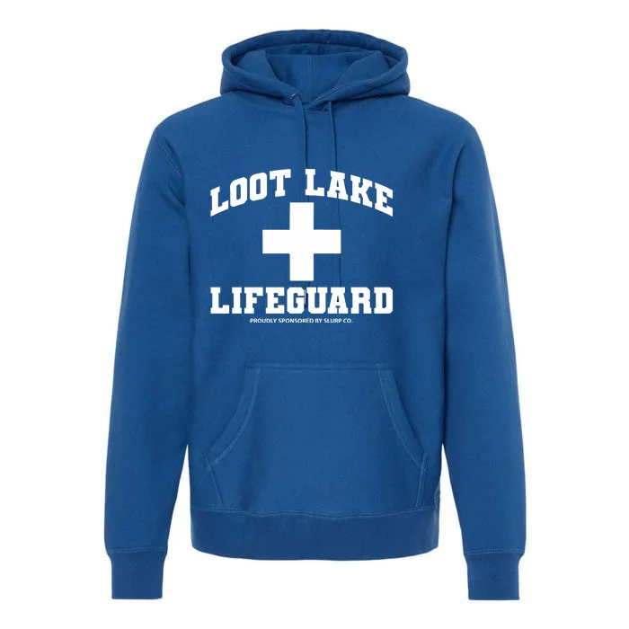 Look Lake Lifeguard Proudly Sponsored By Slurp Co Premium Hoodie