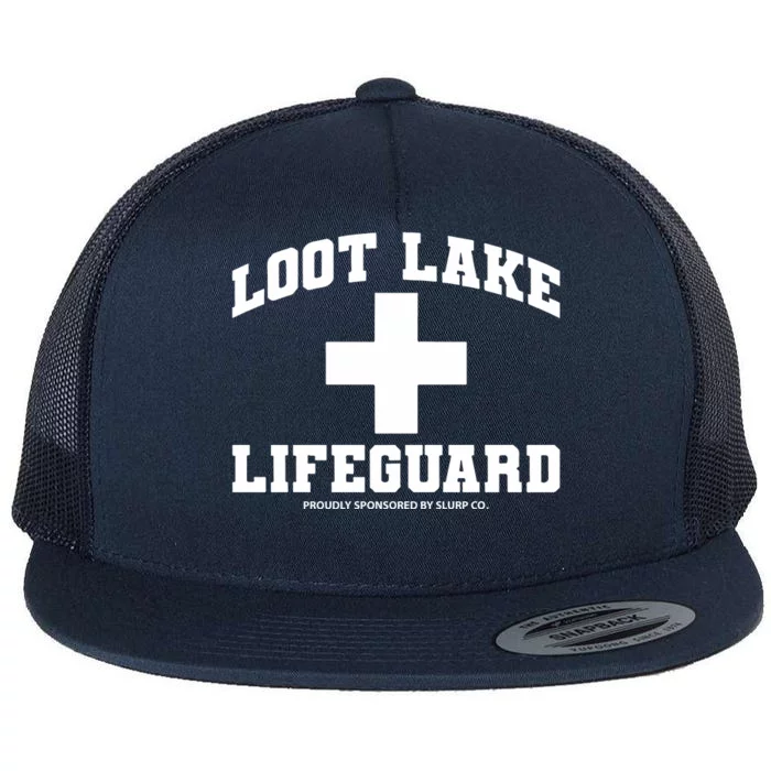 Look Lake Lifeguard Proudly Sponsored By Slurp Co Flat Bill Trucker Hat