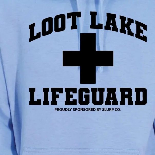 Look Lake Lifeguard Proudly Sponsored By Slurp Co Unisex Surf Hoodie