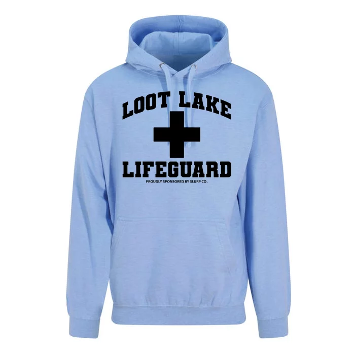 Look Lake Lifeguard Proudly Sponsored By Slurp Co Unisex Surf Hoodie