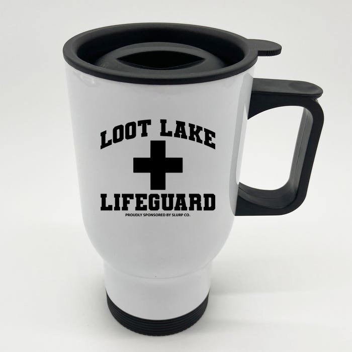 Look Lake Lifeguard Proudly Sponsored By Slurp Co Front & Back Stainless Steel Travel Mug