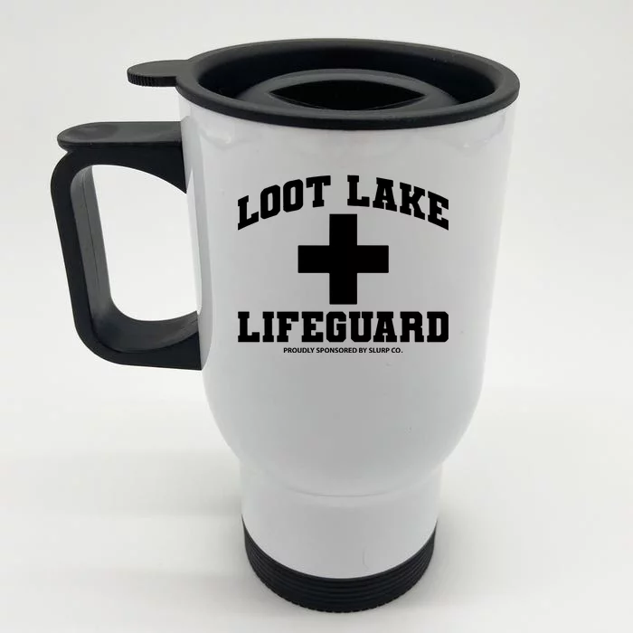 Look Lake Lifeguard Proudly Sponsored By Slurp Co Front & Back Stainless Steel Travel Mug