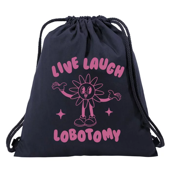 Live Laugh Lobotomy Vintage Cartoon Weird Drawstring Bag