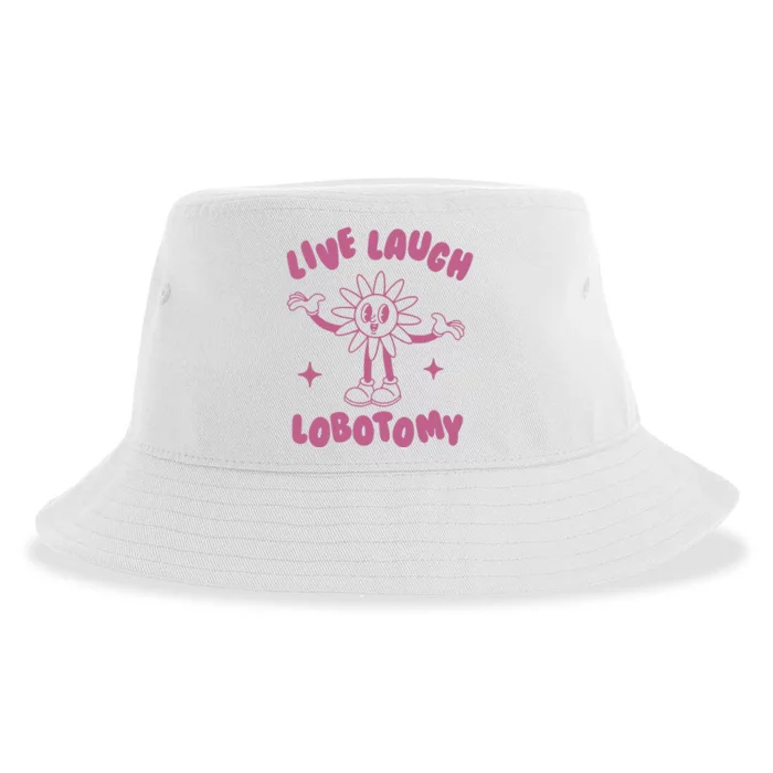 Live Laugh Lobotomy Vintage Cartoon Weird Sustainable Bucket Hat