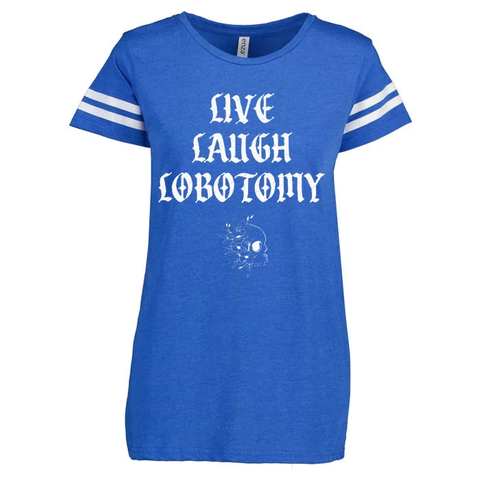 Live Laugh Lobotomy Funny Ironic Gothic Skull Rose Halloween Enza Ladies Jersey Football T-Shirt