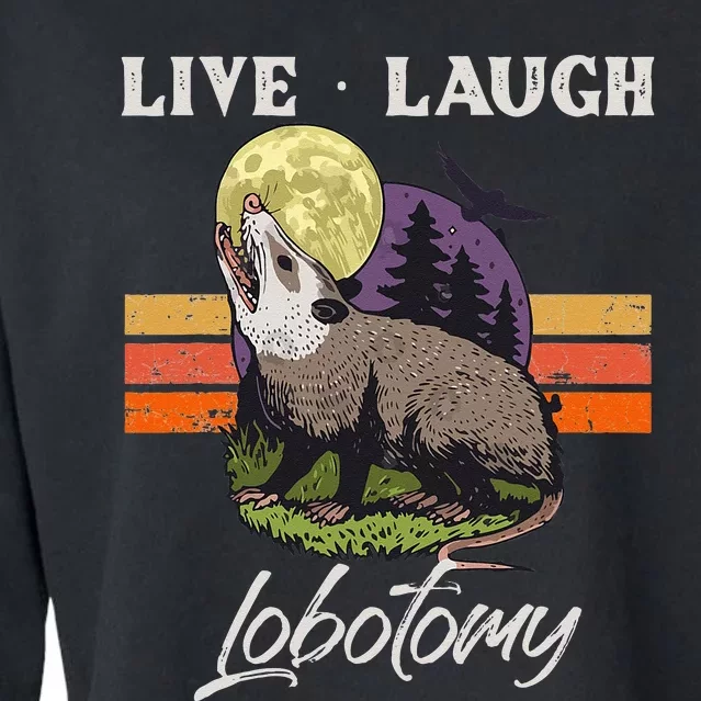 Live Laugh Lobotomy Opossum Funny Possum Lobotomies Cropped Pullover Crew