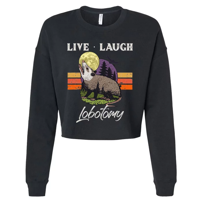 Live Laugh Lobotomy Opossum Funny Possum Lobotomies Cropped Pullover Crew