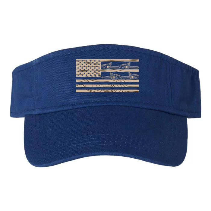 Lumberjack Logger Lumber USA Flag Chainsaw Valucap Bio-Washed Visor