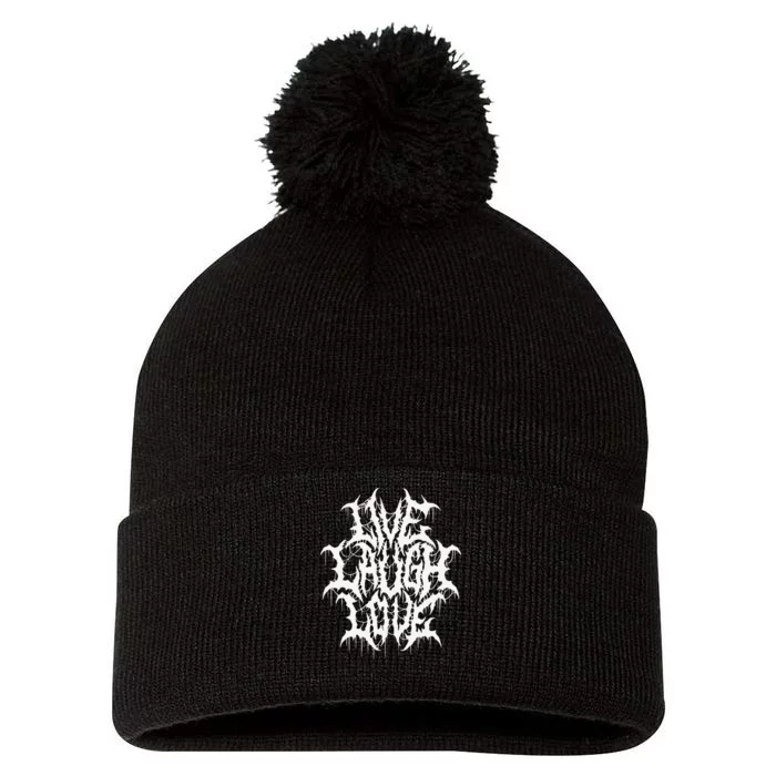 Live Laugh Love Black Metal Parody Funny Typography Pom Pom 12in Knit Beanie