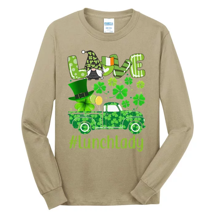 Love Lunch Lady Gnome Shamrock Saint Patrick's Day Tall Long Sleeve T-Shirt