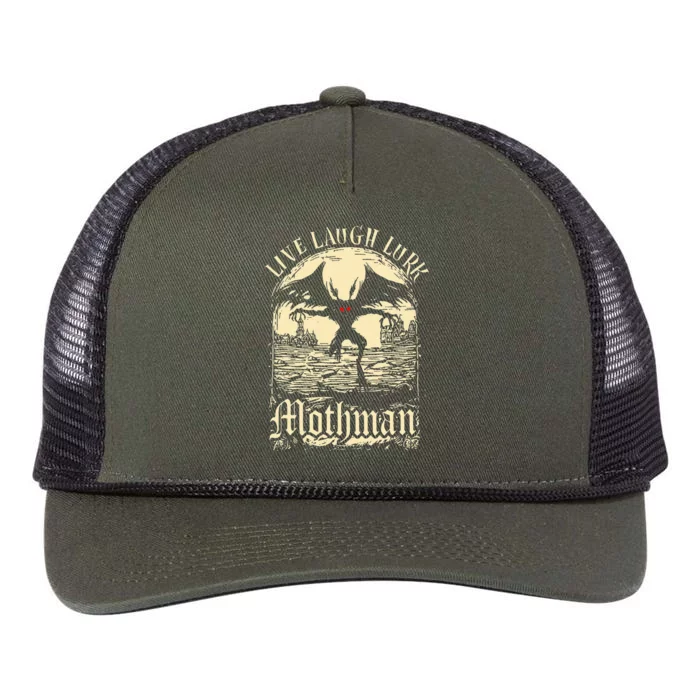 Live. Laugh. Lurk Mothman Retro Rope Trucker Hat Cap