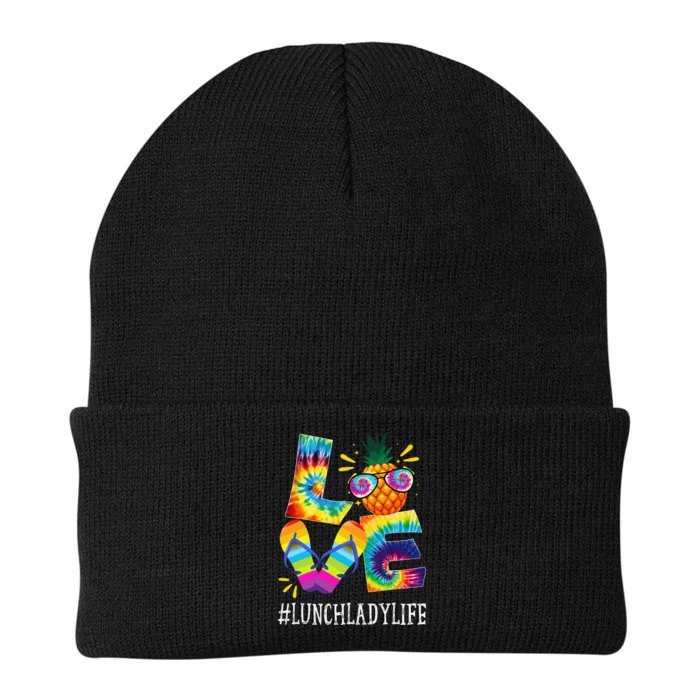 Lunch Lady Love Pineapple Summer Funny Off duty Tie Dye Knit Cap Winter Beanie