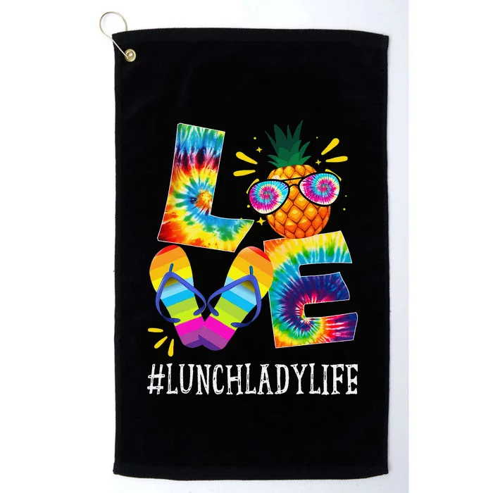 Lunch Lady Love Pineapple Summer Funny Off duty Tie Dye Platinum Collection Golf Towel