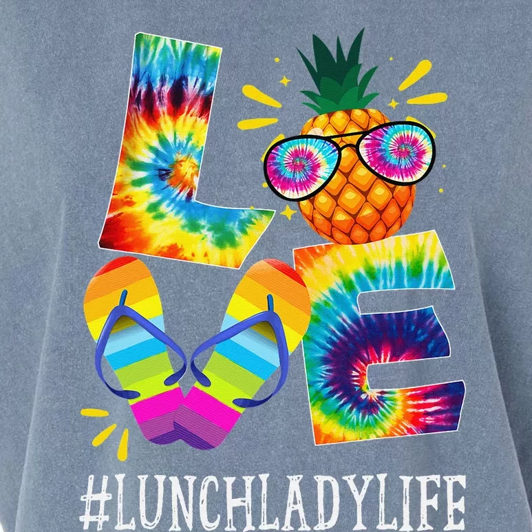 Lunch Lady Love Pineapple Summer Funny Off duty Tie Dye Garment-Dyed Women's Muscle Tee