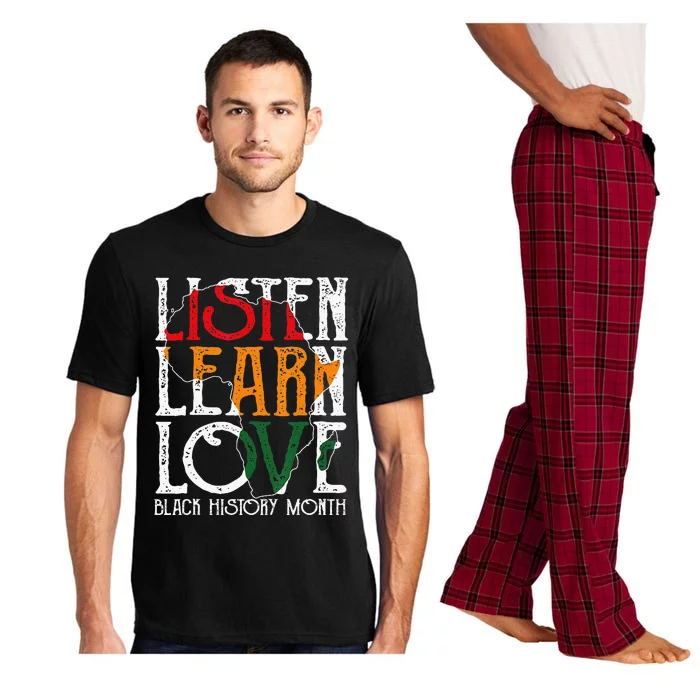 Listen Learn Love Afro African Teacher Black History Month Pajama Set