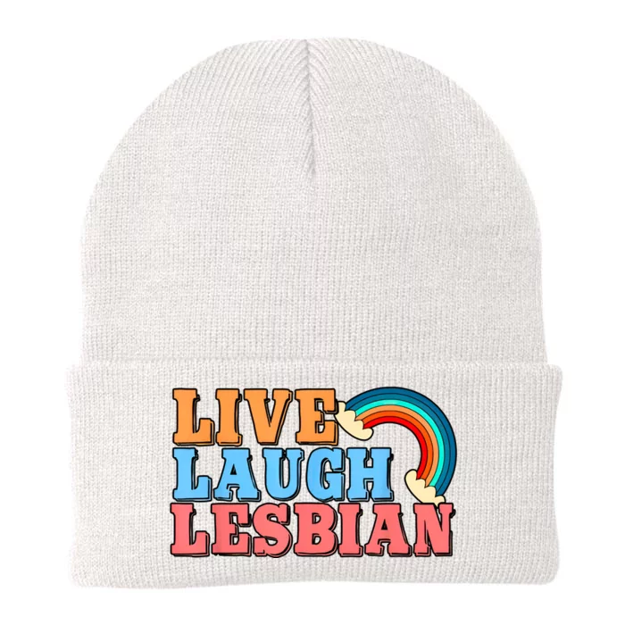 Live Laugh Lesbian Rainbow LGBTQ Gay Pride Queer Homosexual Pride Month Knit Cap Winter Beanie