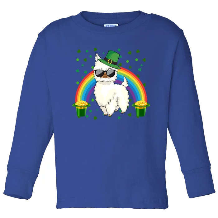 Llamas Lover Leprechaun Llama Rainbow St Patrick's Day Gift Toddler Long Sleeve Shirt