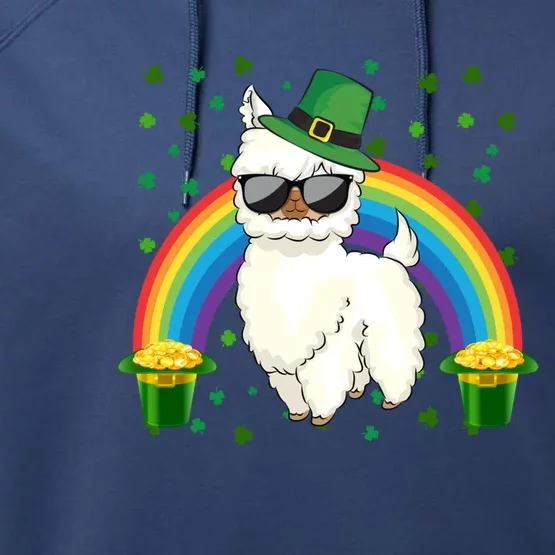 Llamas Lover Leprechaun Llama Rainbow St Patrick's Day Gift Performance Fleece Hoodie