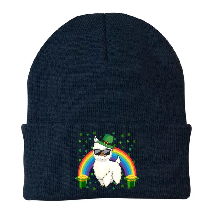 Llamas Lover Leprechaun Llama Rainbow St Patrick's Day Gift Knit Cap Winter Beanie