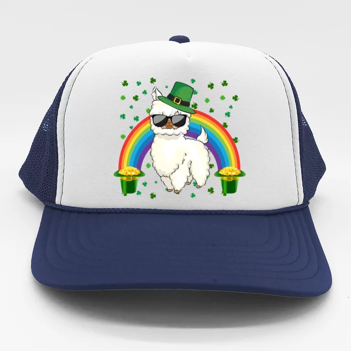 Llamas Lover Leprechaun Llama Rainbow St Patrick's Day Gift Trucker Hat