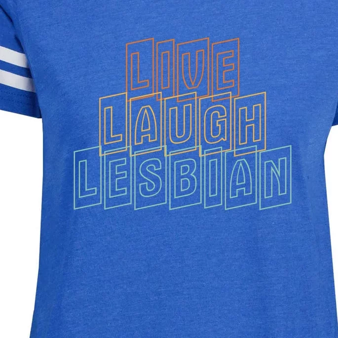 Live Laugh Lesbian Pride Enza Ladies Jersey Football T-Shirt