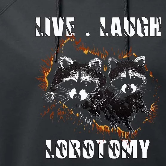 Live Laugh Lobotomy Retro Opossum Lovers Performance Fleece Hoodie