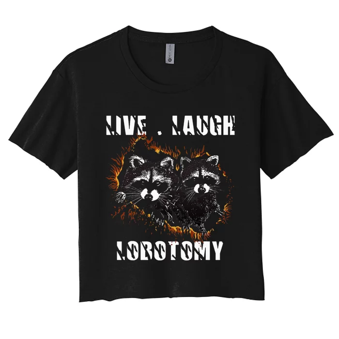 Live Laugh Lobotomy Retro Opossum Lovers Women's Crop Top Tee