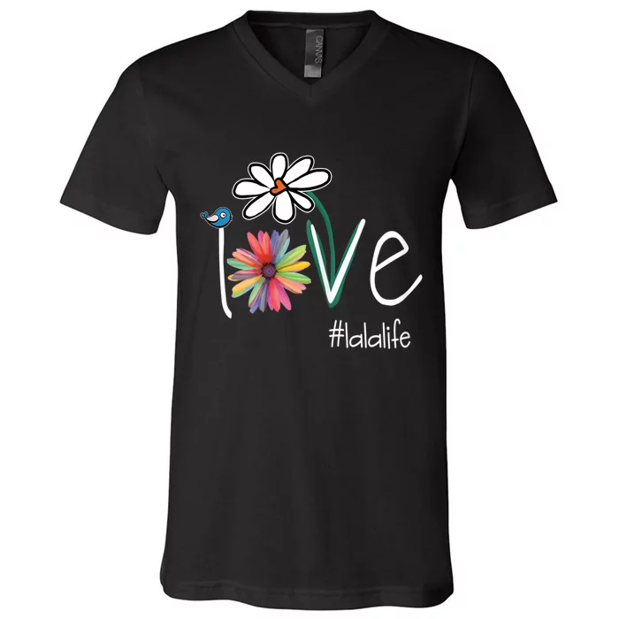 Love Lala Life Art Flower Color V-Neck T-Shirt