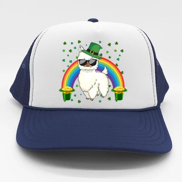 Llamas Lover Leprechaun Llama Rainbow St Patrick's Day Meaningful Gift Trucker Hat