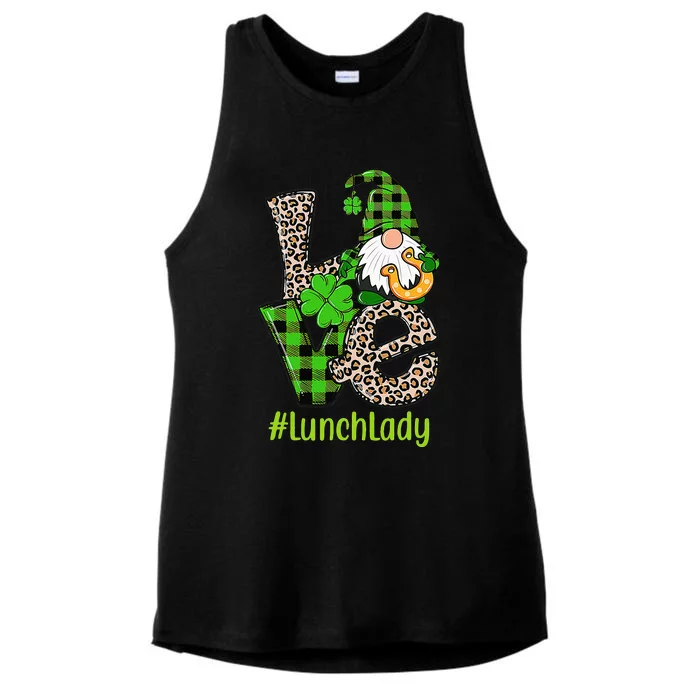 Love Lunch Lady Gnome St Patrick's Day Lucky Shamrock Ladies Tri-Blend Wicking Tank