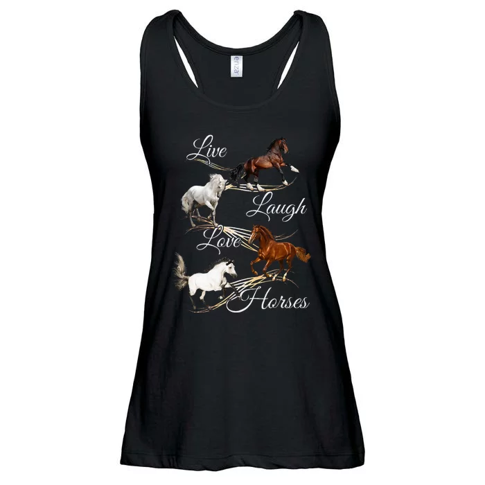 Live Laugh Love Horses Ladies Essential Flowy Tank