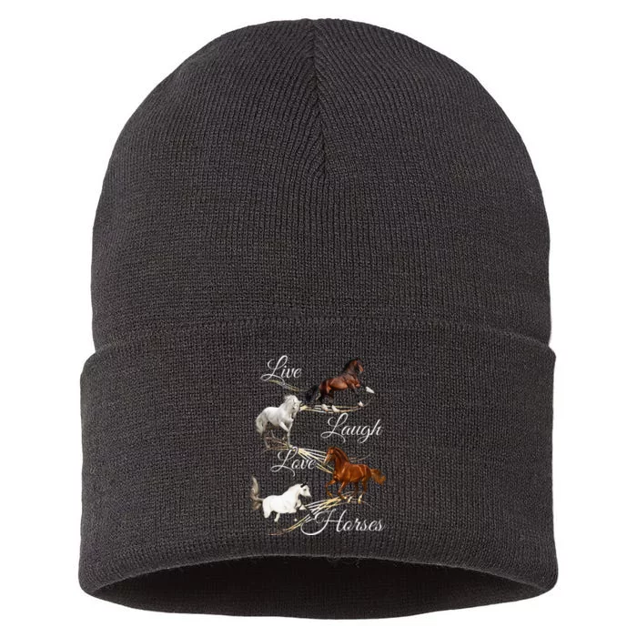 Live Laugh Love Horses Sustainable Knit Beanie