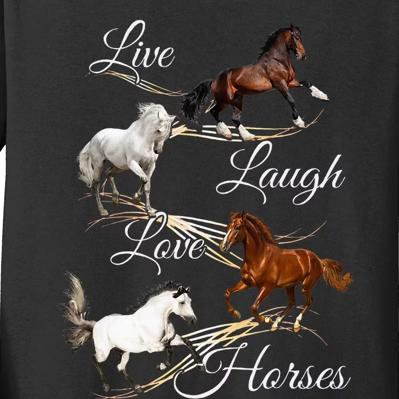 Live Laugh Love Horses Kids Long Sleeve Shirt