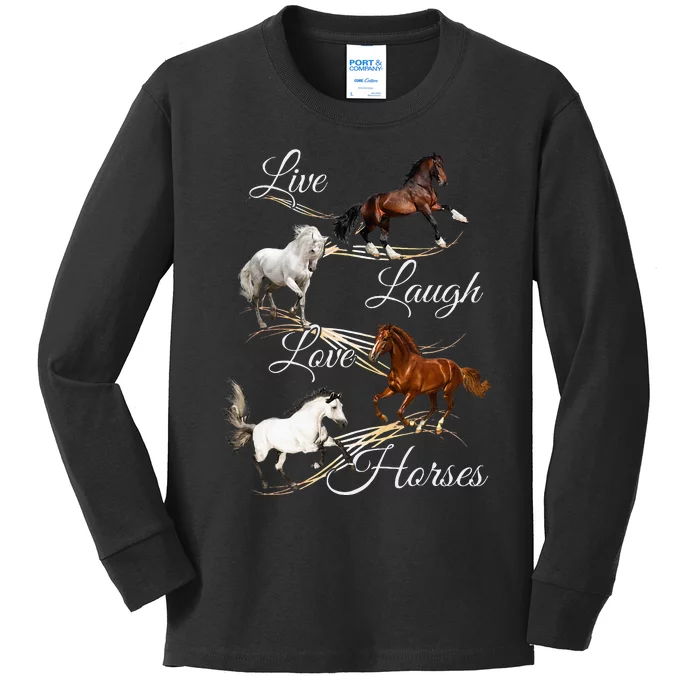 Live Laugh Love Horses Kids Long Sleeve Shirt