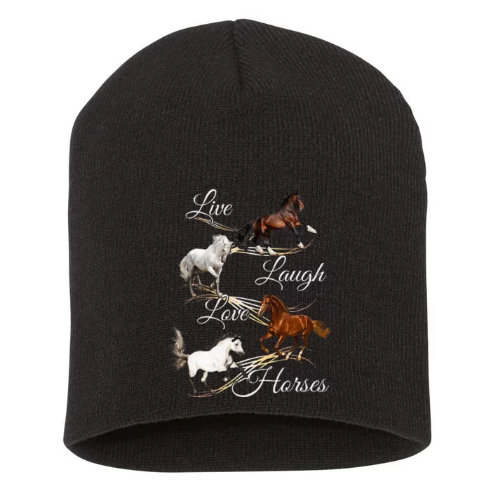 Live Laugh Love Horses Short Acrylic Beanie