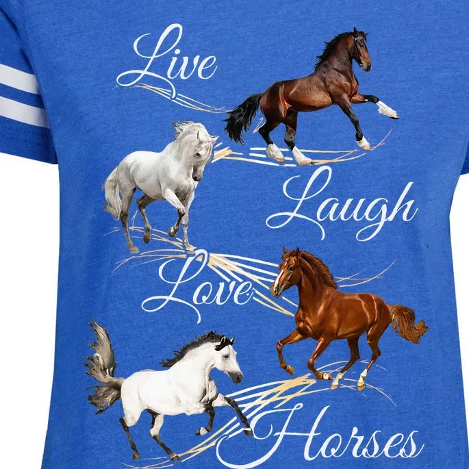 Live Laugh Love Horses Enza Ladies Jersey Football T-Shirt