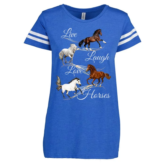 Live Laugh Love Horses Enza Ladies Jersey Football T-Shirt