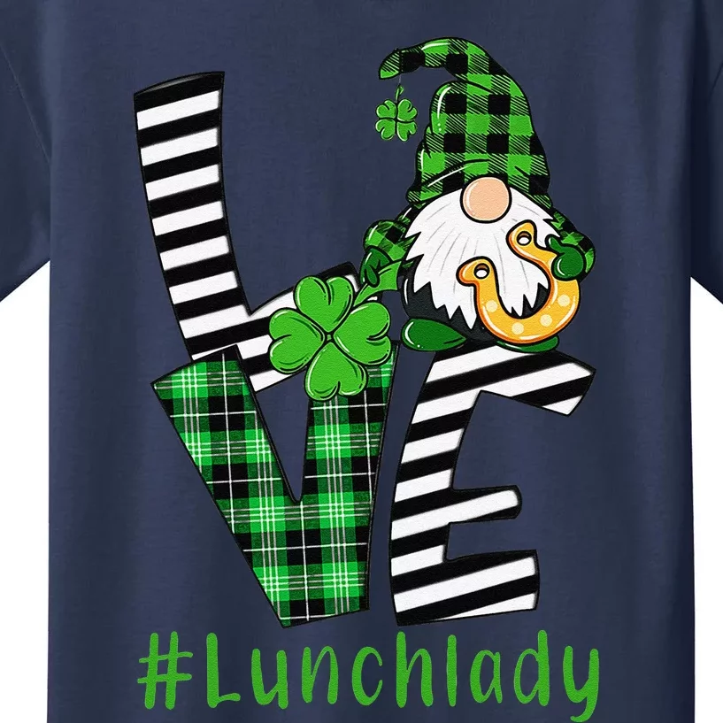 LOVE Lunch Lady Gnome Funny St Patrick's Day Shamrock Kids T-Shirt