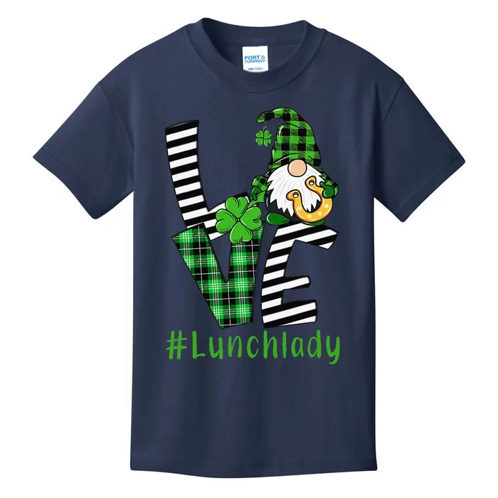 LOVE Lunch Lady Gnome Funny St Patrick's Day Shamrock Kids T-Shirt