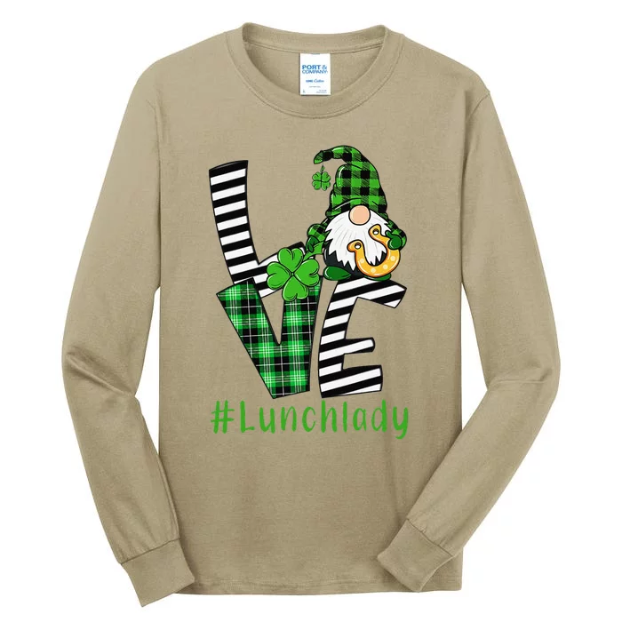 LOVE Lunch Lady Gnome Funny St Patrick's Day Shamrock Tall Long Sleeve T-Shirt