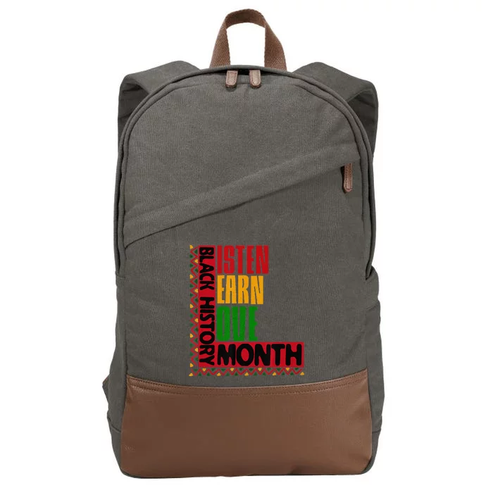 Listen Learn Love African American Black History Month Cotton Canvas Backpack